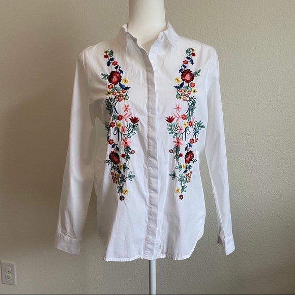 Peck & Peck Tops - Peck & Peck Button Down Embroidery Top